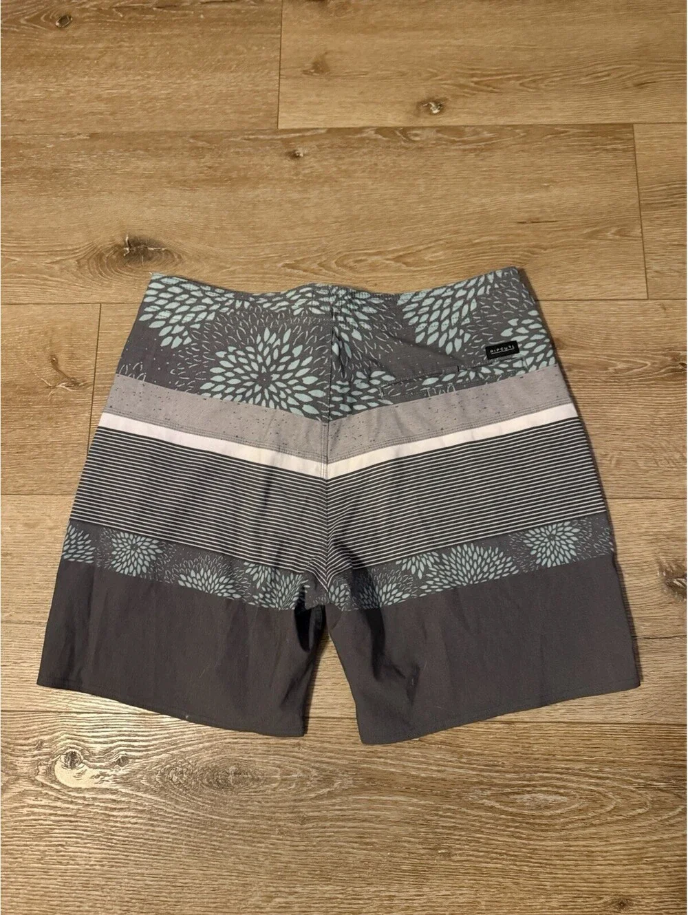 Ripcurl Surfcraft Mens Gray Striped Board Shorts Size 34
